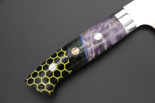 Takeshi Saji Bunka Takeshi Saji SUMMIT ― Limited Edition Custom Series SMT-987 VG-10W磨 Multi-Colored Golden-Rainbow Damascus Bunka 175mm (6.8 Inch)