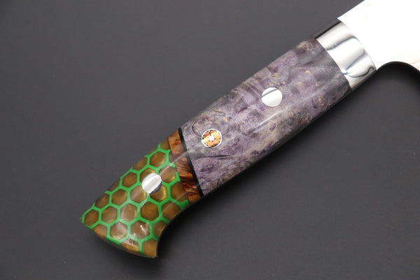Takeshi Saji Bunka Takeshi Saji SUMMIT ― Limited Edition Custom Series SMT-988 VG-10W磨 Multi-Colored Golden-Rainbow Damascus Bunka 175mm (6.8 Inch)