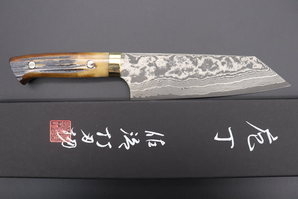 Takeshi Saji Bunka ST-2B Bunka 175mm (6.8 inch) / Stag Bone Handle Takeshi Saji VG-10 Custom Damascus Wild Series Bunka 175mm (6.8 inch, Stag Bone Handle)