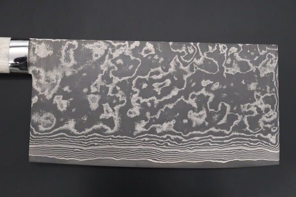Takeshi Saji Chinese Cleaver Takeshi Saji R-2 Custom Damascus Chinese Cleaver (Stag Bone Handle)
