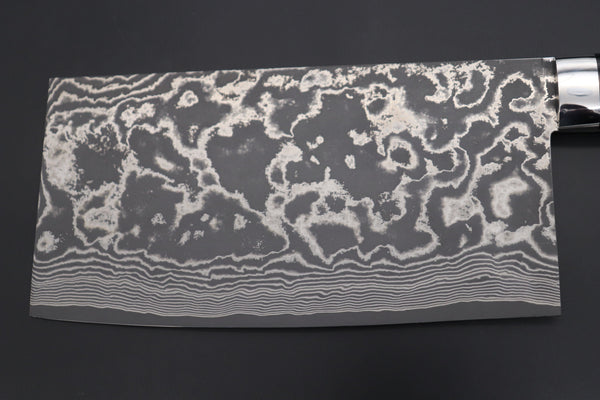 Takeshi Saji Chinese Cleaver Takeshi Saji VG-10 Custom Damascus Chinese Cleaver (Black Linen Micarta Handle)