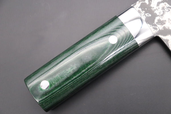 Takeshi Saji Chinese Cleaver Takeshi Saji VG-10 Custom Damascus Chinese Cleaver (Green Linen Micarta Handle)