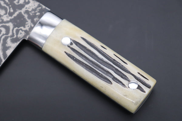 Takeshi Saji Chinese Cleaver Takeshi Saji VG-10 Custom Damascus Chinese Cleaver (Stag Bone Handle)