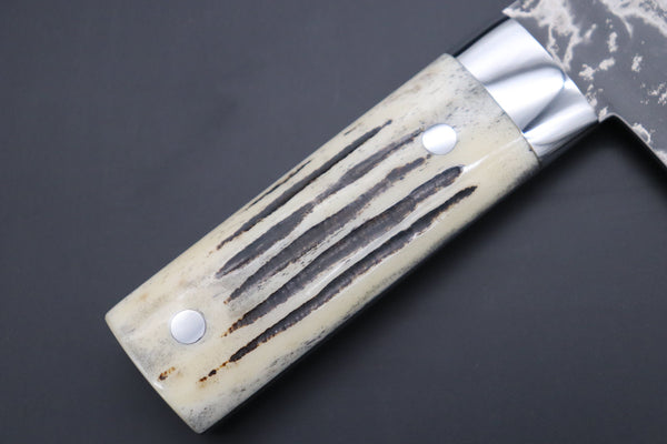 Takeshi Saji Chinese Cleaver Takeshi Saji VG-10 Custom Damascus Chinese Cleaver (Stag Bone Handle)