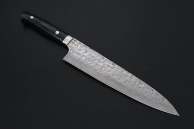 Takeshi Saji Gyuto TS-16 Gyuto240mm (9.4inch) “Ocean Sunshine”: Takeshi Saji VG-10 Hammered Damascus Series TS-16 Gyuto 240mm (9.4 Inch, Black Dupont Corian Handle)