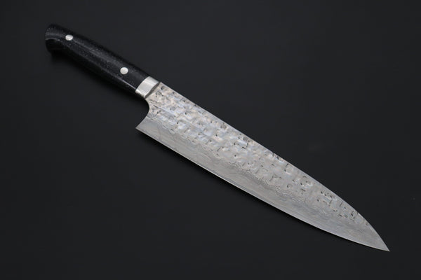 Takeshi Saji Gyuto TS-16 Gyuto240mm (9.4inch) “Ocean Sunshine”: Takeshi Saji VG-10 Hammered Damascus Series TS-16 Gyuto 240mm (9.4 Inch, Black Dupont Corian Handle)