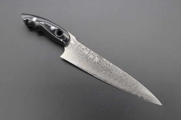 Takeshi Saji Gyuto Takeshi Saji New Design VG-10 Custom Damascus Series Gyuto (180mm and 210mm, 2 Sizes, Linen Micarta Handle)