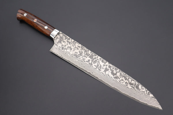 Takeshi Saji Gyuto SRD-5LBI Gyuto270mm(10.6inch) / Ironwood Handle Takeshi Saji R-2 Custom Black Damascus Wild Series Gyuto (180mm to 270mm, 4 sizes, Ironwood Handle)