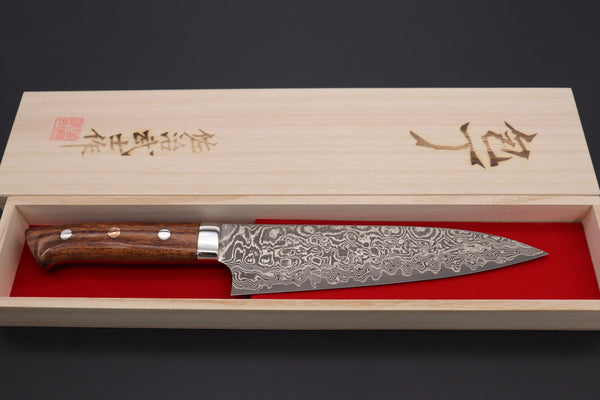 Takeshi Saji Gyuto Takeshi Saji R-2 Custom Black Damascus Wild Series Gyuto (180mm to 270mm, 4 sizes, Ironwood Handle)