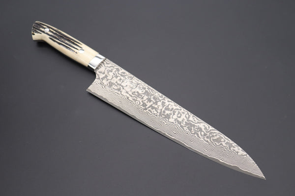 Takeshi Saji Gyuto SRD-5S Gyuto240mm (9.4inch) / Stag Bone Handle Takeshi Saji R-2 Custom Black Damascus Wild Series Gyuto (180mm to 270mm, 4 sizes, Stag Bone Handle)