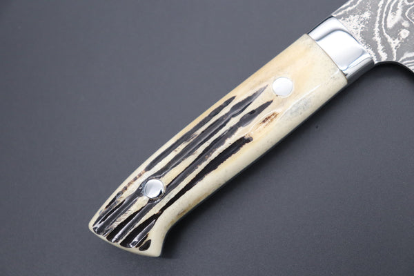 Takeshi Saji Gyuto Takeshi Saji R-2 Custom Black Damascus Wild Series Gyuto (180mm to 270mm, 4 sizes, Stag Bone Handle)