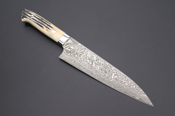 Takeshi Saji Gyuto SRD-3S Gyuto180mm (7inch) / Stag Bone Handle Takeshi Saji R-2 Custom Black Damascus Wild Series Gyuto (180mm to 270mm, 4 sizes, Stag Bone Handle)