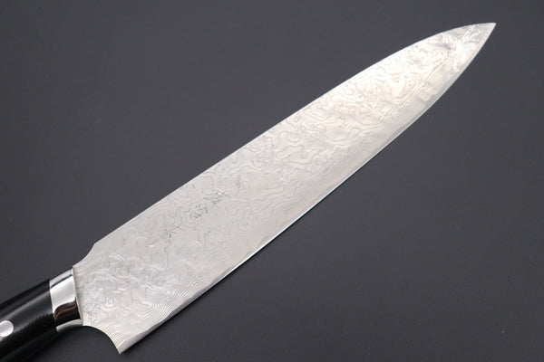 Takeshi Saji Gyuto Takeshi Saji R-2 Custom Diamond Damascus Wild Series New Design Gyuto (210mm and 240mm, Black Linen Micarta Handle)