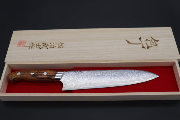 Takeshi Saji Gyuto Takeshi Saji R-2 Custom Diamond Damascus Wild Series New Design Gyuto (210mm and 240mm, Desert Ironwood Handle)