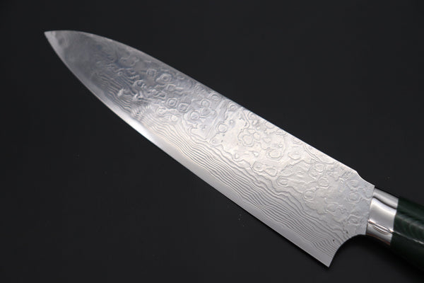 Takeshi Saji Gyuto Takeshi Saji R-2 Custom Diamond Damascus Wild Series New Design Gyuto (210mm and 240mm, Green/Black Linen Micarta Handle)