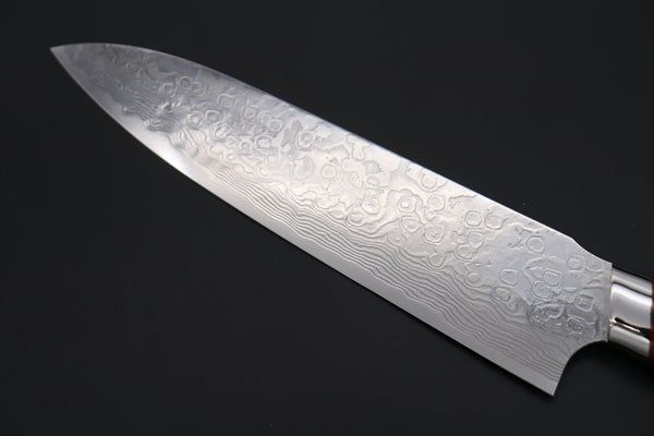 Takeshi Saji Gyuto Takeshi Saji R-2 Custom Diamond Damascus Wild Series New Design Gyuto (210mm and 240mm, Red/Black Linen Micarta Handle)