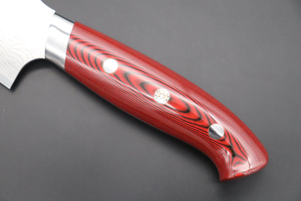 Takeshi Saji Gyuto Takeshi Saji R-2 Custom Diamond Damascus Wild Series New Design Gyuto (210mm and 240mm, Red/Black Linen Micarta Handle)