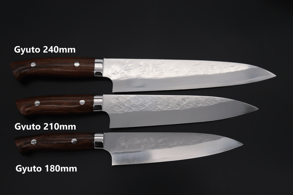 Takeshi Saji Gyuto Takeshi Saji SRS-13 Hammer Forged, Custom Handmade Handle Series Gyuto (210mm and 240mm, 2 Sizes, Ironwood Handle)