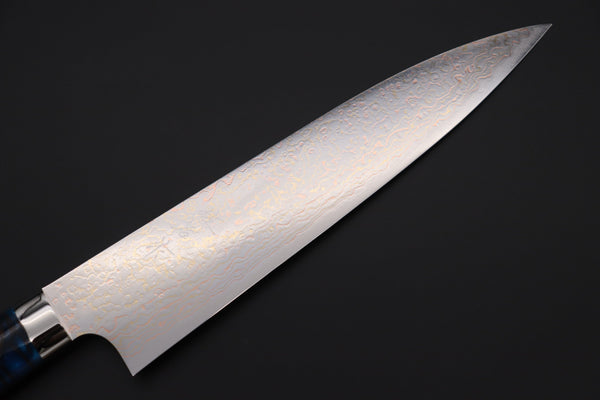 Takeshi Saji Gyuto Takeshi Saji SUMMIT ― Limited Edition Custom Series SMT-1001 VG-10W磨 Multi-Colored Golden-Rainbow Damascus Gyuto 210mm (8.2 Inch)