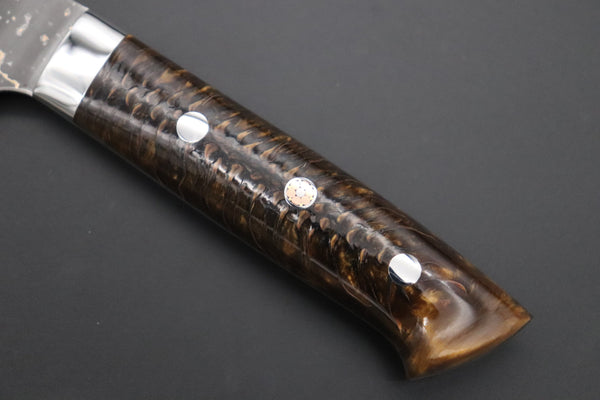Takeshi Saji Gyuto Takeshi Saji SUMMIT ― Limited Edition Custom Series SMT-1059 VG-10W Multi-Colored Golden-Rainbow Damascus Gyuto 210mm (8.2 Inch)