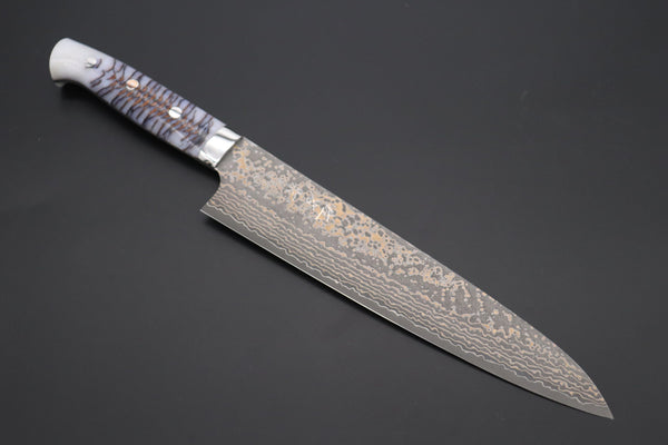 Takeshi Saji Gyuto Takeshi Saji SUMMIT ― Limited Edition Custom Series SMT-1061 VG-10W Multi-Colored Golden-Rainbow Damascus Gyuto 240mm (9.4 Inch)