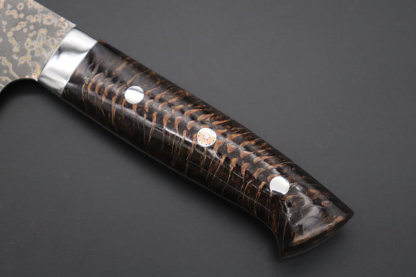 Takeshi Saji Gyuto Takeshi Saji SUMMIT ― Limited Edition Custom Series SMT-1064 VG-10W Multi-Colored Golden-Rainbow Damascus Gyuto 240mm (9.4 Inch)