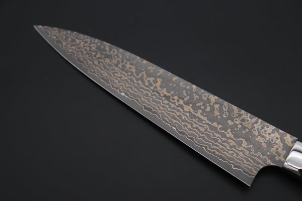Takeshi Saji Gyuto Takeshi Saji SUMMIT ― Limited Edition Custom Series SMT-1089 VG-10W Multi-Colored Golden-Rainbow Damascus Gyuto 210mm (8.2 Inch)