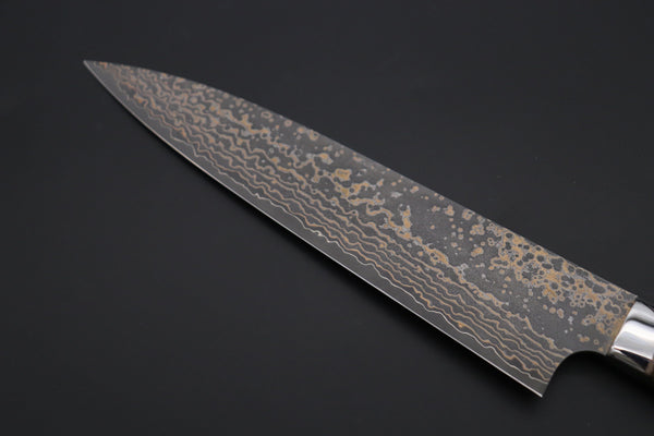 Takeshi Saji Gyuto Takeshi Saji SUMMIT ― Limited Edition Custom Series SMT-1090 VG-10W Multi-Colored Golden-Rainbow Damascus Gyuto 210mm (8.2 Inch)