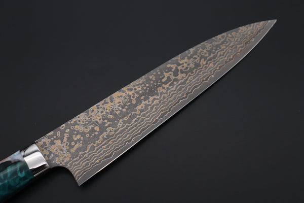 Takeshi Saji Gyuto Takeshi Saji SUMMIT ― Limited Edition Custom Series SMT-1096 VG-10W Multi-Colored Golden-Rainbow Damascus Gyuto 210mm (8.2 Inch)
