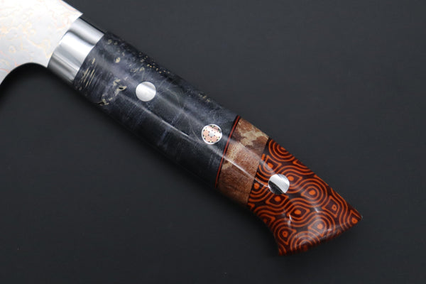 Takeshi Saji SUMMIT ― Limited Edition Custom Series SMT-1127 VG-10W磨 Multi-Colored Golden-Rainbow Damascus Gyuto 210mm (8.2 Inch) - japanesechefsknife.mom