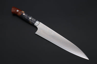 Takeshi Saji SUMMIT ― Limited Edition Custom Series SMT-1127 VG-10W磨 Multi-Colored Golden-Rainbow Damascus Gyuto 210mm (8.2 Inch) - japanesechefsknife.mom