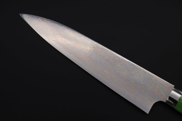 Takeshi Saji Gyuto Takeshi Saji SUMMIT ― Limited Edition Custom Series SMT-1130 VG-10W磨 Multi-Colored Golden-Rainbow Damascus Gyuto 210mm (8.2 Inch)