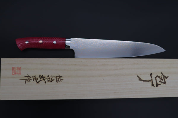 Takeshi Saji Gyuto Takeshi Saji SUMMIT ― Limited Edition Custom Series SMT-1134 VG-10W磨 Multi-Colored Golden-Rainbow Damasto 240mm (9.4 Inch)