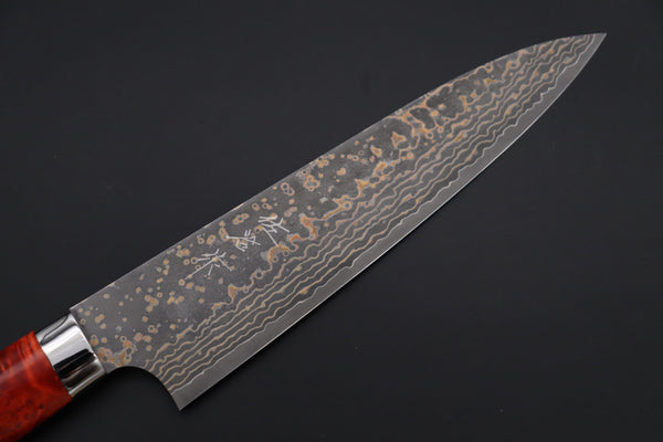 Takeshi Saji Gyuto Takeshi Saji SUMMIT ― Limited Edition Custom Series SMT-1155 VG-10W Multi-Colored Golden-Rainbow Damascus Gyuto 180mm (7 Inch)