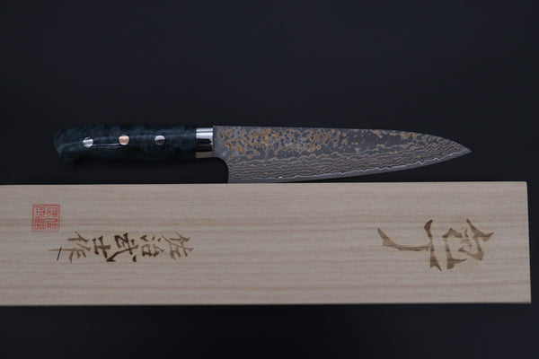 Takeshi Saji Gyuto Takeshi Saji SUMMIT ― Limited Edition Custom Series SMT-1157 VG-10W Multi-Colored Golden-Rainbow Damascus Gyuto 180mm (7 Inch)