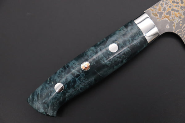 Takeshi Saji Gyuto Takeshi Saji SUMMIT ― Limited Edition Custom Series SMT-1157 VG-10W Multi-Colored Golden-Rainbow Damascus Gyuto 180mm (7 Inch)