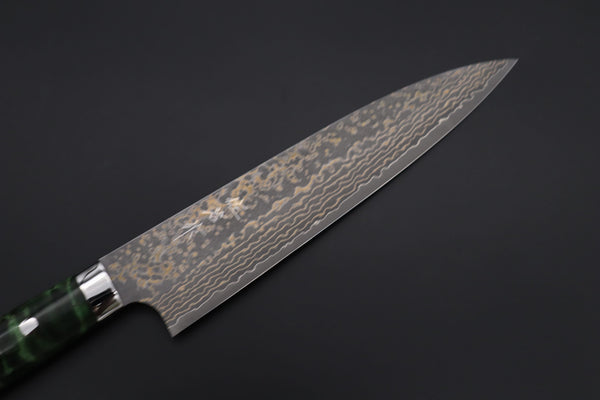 Takeshi Saji Gyuto Takeshi Saji SUMMIT ― Limited Edition Custom Series SMT-1160 VG-10W Multi-Colored Golden-Rainbow Damascus Gyuto 210mm (8.2 Inch)
