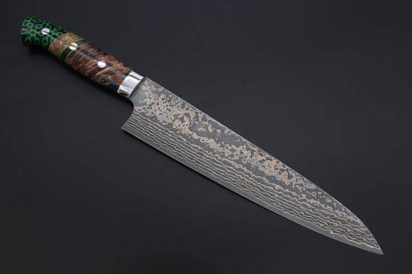 Takeshi Saji Gyuto Takeshi Saji SUMMIT ― Limited Edition Custom Series SMT-1162 VG-10W Multi-Colored Golden-Rainbow Damascus Gyuto 240mm (9.4 Inch)