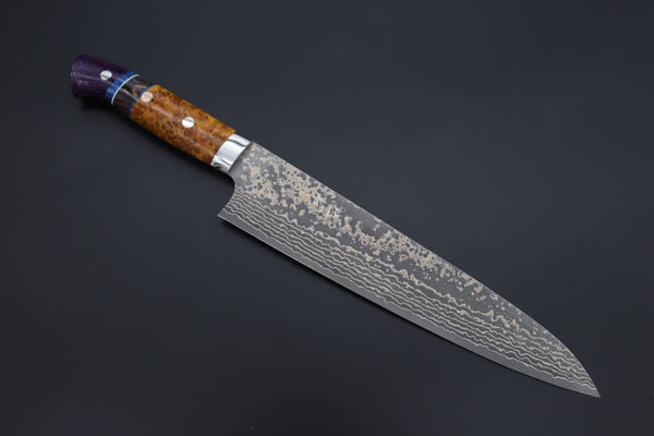 Takeshi Saji Gyuto Takeshi Saji SUMMIT ― Limited Edition Custom Series SMT-1163 VG-10W Multi-Colored Golden-Rainbow Damascus Gyuto 240mm (9.4 Inch)