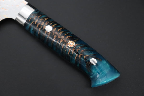 Takeshi Saji Gyuto Takeshi Saji SUMMIT ― Limited Edition Custom Series SMT-1186 VG-10W磨 Multi-Colored Golden-Rainbow Damascus Gyuto 210mm (8.2 Inch)