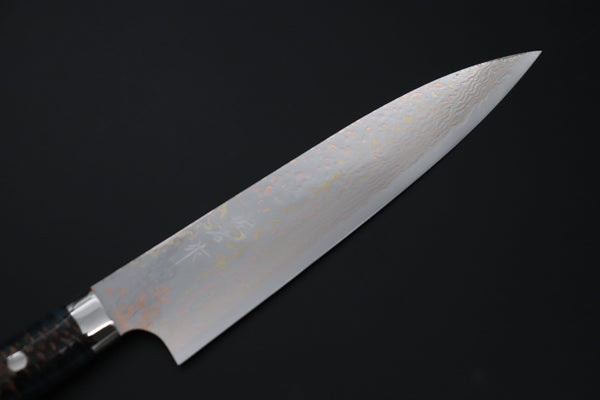Takeshi Saji Gyuto Takeshi Saji SUMMIT ― Limited Edition Custom Series SMT-1186 VG-10W磨 Multi-Colored Golden-Rainbow Damascus Gyuto 210mm (8.2 Inch)