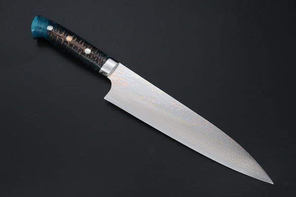 Takeshi Saji Gyuto Takeshi Saji SUMMIT ― Limited Edition Custom Series SMT-1186 VG-10W磨 Multi-Colored Golden-Rainbow Damascus Gyuto 210mm (8.2 Inch)