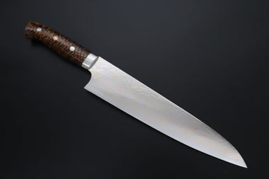 Takeshi Saji Gyuto Takeshi Saji SUMMIT ― Limited Edition Custom Series SMT-1187 VG-10W磨 Multi-Colored Golden-Rainbow Damascus Gyuto 240mm (9.4 Inch)