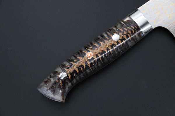 Takeshi Saji Gyuto Takeshi Saji SUMMIT ― Limited Edition Custom Series SMT-1188 VG-10W磨 Multi-Colored Golden-Rainbow Damascus Gyuto 240mm (9.4 Inch)