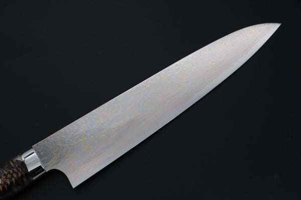 Takeshi Saji Gyuto Takeshi Saji SUMMIT ― Limited Edition Custom Series SMT-1188 VG-10W磨 Multi-Colored Golden-Rainbow Damascus Gyuto 240mm (9.4 Inch)