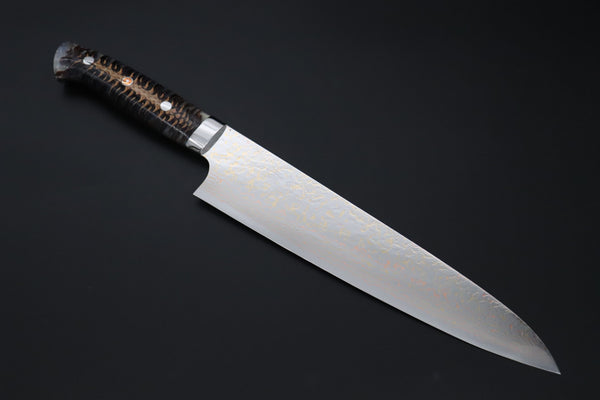 Takeshi Saji Gyuto Takeshi Saji SUMMIT ― Limited Edition Custom Series SMT-1188 VG-10W磨 Multi-Colored Golden-Rainbow Damascus Gyuto 240mm (9.4 Inch)