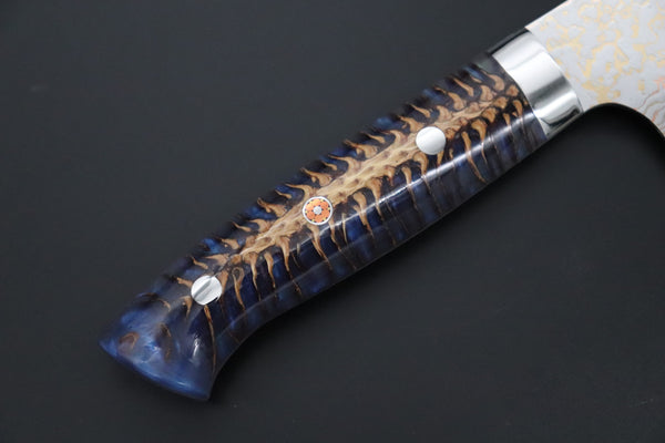 Takeshi Saji Gyuto Takeshi Saji SUMMIT ― Limited Edition Custom Series SMT-1189 VG-10W磨 Multi-Colored Golden-Rainbow Damascus Gyuto 240mm (9.4 Inch)