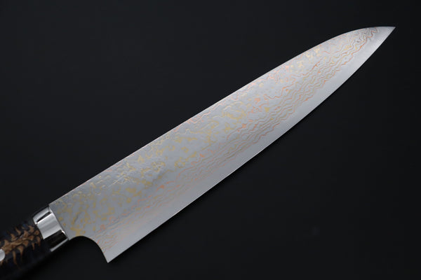 Takeshi Saji Gyuto Takeshi Saji SUMMIT ― Limited Edition Custom Series SMT-1189 VG-10W磨 Multi-Colored Golden-Rainbow Damascus Gyuto 240mm (9.4 Inch)