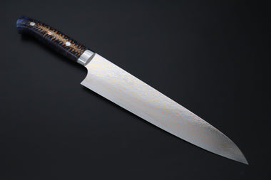 Takeshi Saji Gyuto Takeshi Saji SUMMIT ― Limited Edition Custom Series SMT-1189 VG-10W磨 Multi-Colored Golden-Rainbow Damascus Gyuto 240mm (9.4 Inch)