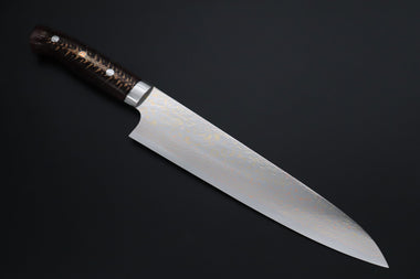 Takeshi Saji Gyuto Takeshi Saji SUMMIT ― Limited Edition Custom Series SMT-1191 VG-10W磨 Multi-Colored Golden-Rainbow Damascus Gyuto 240mm (9.4 Inch)